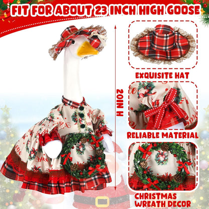 Suzile Christmas Wreath Outfit Clothes for 23 Inch High Cement or Plastic Geese Ghost Lawn Porch Goose Clothes Halloween Costume