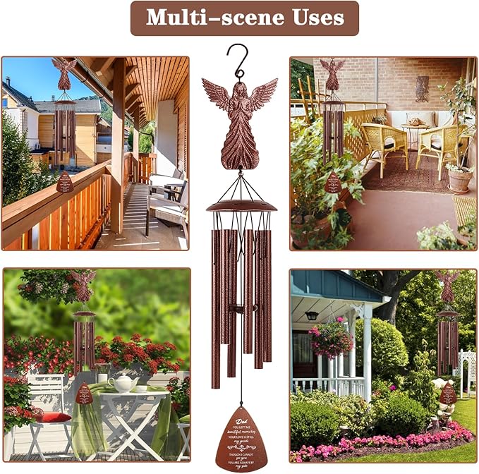 Dad Memorial Wind Chimes, Sympathy Gifts for Loss of Dad, Memorial Gifts for Father Bereavement Condolence Remembrance