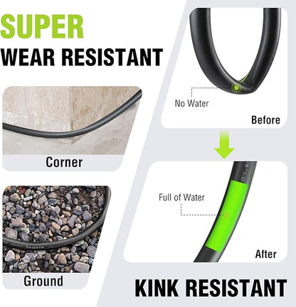 WORKPRO Hybrid Garden Hose 5/8 in.x 100ft, Water Hose Heavy Duty, Flexible, Lightweight Hybrid Rubber Hose with Rotary Handle, 3/4" Solid Brass Fittings, Outdoor Watering Hose for Lawn, Garden & Yard