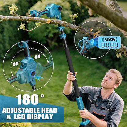 2-in-1 Cordless Pole Pruning Shears for Makita 18V Battery(NOT Included), 2.4" Cutting Diameter 14.7FT Reach Electric Power Pruner w/Extension Pole, Brushless Tree Pruner for Branch Trimming