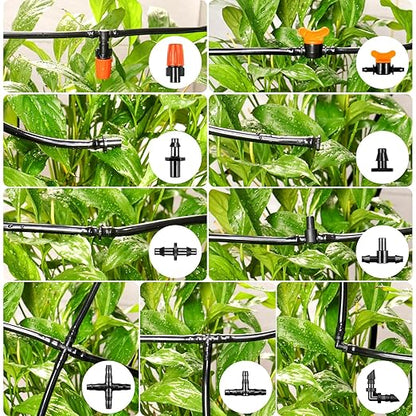 280 Pcs Drip Irrigation Fittings Kit for 1/4" Tubing：Gardrip 1/4 Inch Drip System Barbed Connectors (Nozzles, Nozzle Tees, Valves, Single Barbs, Couplings, Tees, Elbows, Plugs, Crosses)