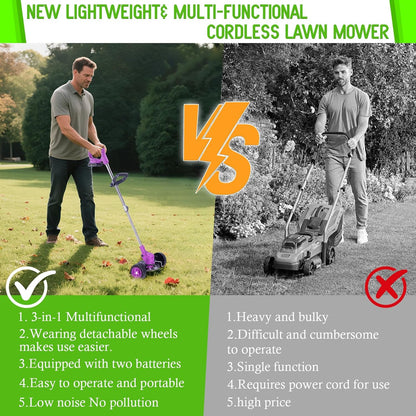 Weed Wacker Cordless Adjustable Weed Eaters 3 in 1 Electric String Trimmer Lawn with Two Battery with Charger Comes with Multiple Blades for Yard,Green,Garden(Purple)