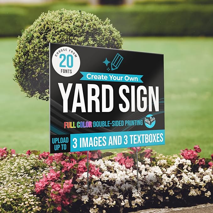 24x18" Double Sided Custom Yard Sign with Metal Stakes, Personalized Full Color Corrugated Yard Sign for Outdoors, Front and Back Custom Printed Personalized Lawn Signs (Design 7)