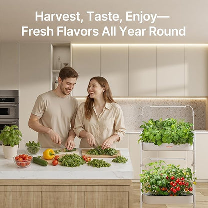 SUNCOZE 2-Tier Hydroponics Growing System Kit with 24 Pods – Full Spectrum Grow Lights, Hydroponic System equipped with smart controller, Indoor Herb Garden Kit for Vegetables, Herbs, Fruits & Flowers