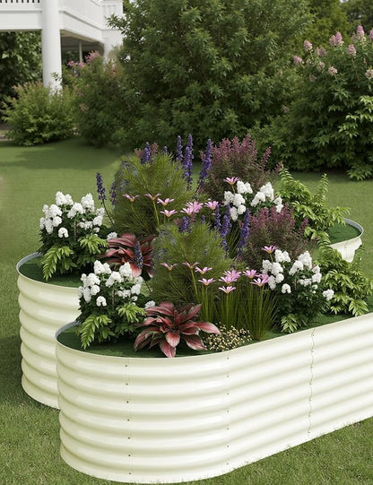 2 Pcs Raised Garden Beds Outdoor 6x3x2 ft - Galvanized Steel Planter Box for Vegetables, Flowers, Rust-Resistant Garden Box, Easy Assembly Raised Beds, Durable Planters for Outdoor Plants, Beige