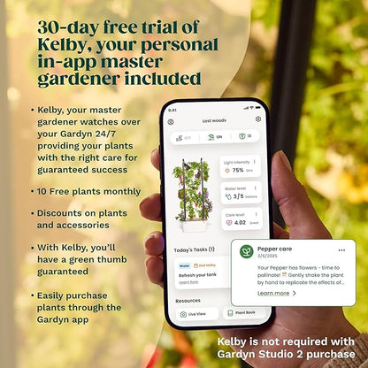 New & Improved! Gardyn Studio 2 Hydroponics Growing System - 16 Non-GMO Plants, Herbs, Vegetables - Smart Tower - Hydroponic Herb Garden Planter Indoor Kit - Indoor Gardening System w/Grow Lights