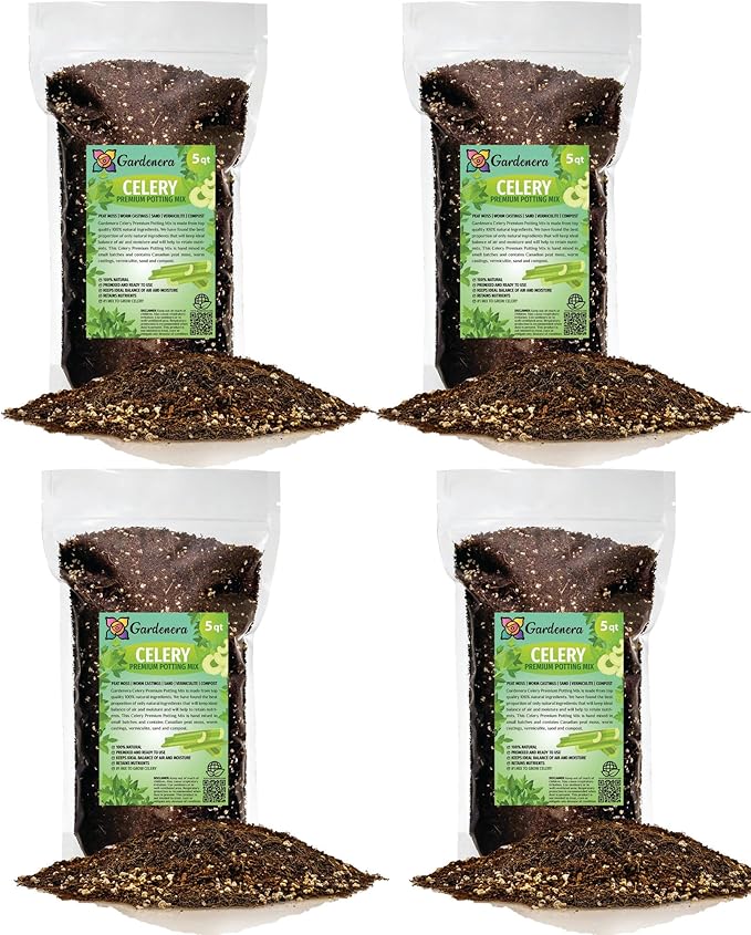 GARDENERA Premium Celery Potting Soil Mix - Optimal Nutrient-Rich Blend for Thriving and Crisp Celery Plants - 20 Quart