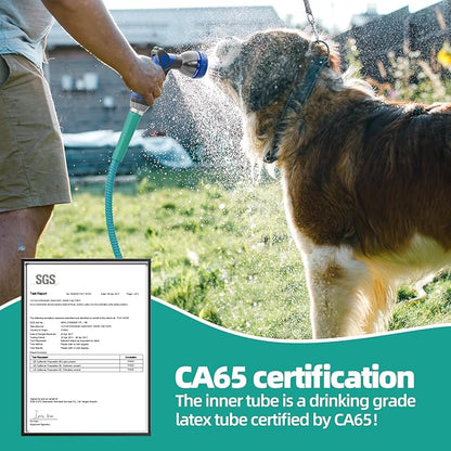 SPECILITE 50ft 304 Stainless Steel Garden Hose Metal, Heavy Duty Water Pipe with Nozzles for Yard, Outdoor - Flexible, Never Kink & Tangle, Puncture Resistant (Sky Blue)