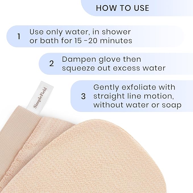 Korean Exfoliating Mitt for Remove Dead Skin. 2 Pack 100% Viscose Kessa Deep Exfoliating Gloves for Body Scrub, Keratosis Pilaris & Self Tanning Removal. Smooth Skin Surface. (Muted Peach)