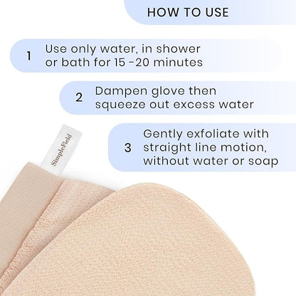Korean Exfoliating Mitt for Remove Dead Skin. 2 Pack 100% Viscose Kessa Deep Exfoliating Gloves for Body Scrub, Keratosis Pilaris & Self Tanning Removal. Smooth Skin Surface. (Muted Peach)