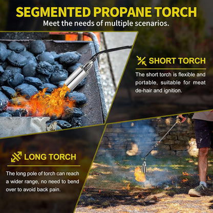 Propane Torch Weed Burner, Weed Torch with 10FT Hose, High Output 1,800,000 BTU Flame Thrower Kit with Flame Control and Adapter, Propane Torch for Weeds Burning, Snow Melting