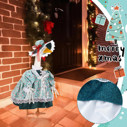 Suzile Snowman Goose Outfit Winter Dresses Christmas Clothes for 23" High Cement or Plastic Porch Goose Costume for Yard Lawn Outdoor Garden Patio Statue Xmas Holiday Decor