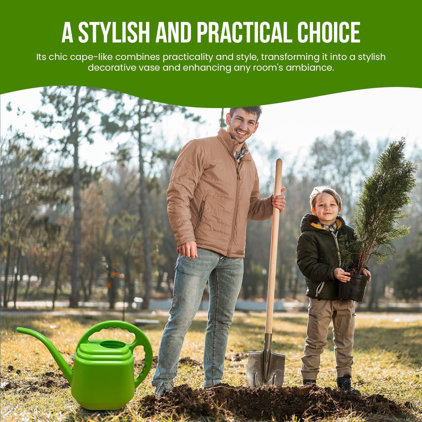 KP KOOL PRODUCTS 2 Liter Green Watering Can – Plastic Garden & Indoor Plant Waterer – Durable Easy Pour Spout – Lightweight Gardening Tool for Flowers, Herbs, Lawn & Outdoor Use – 1 Pack