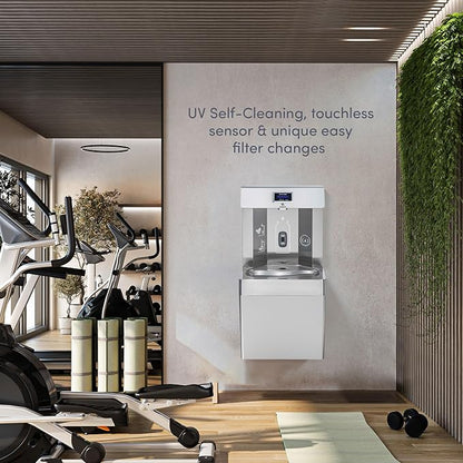 Avalon Wall Mounted Water Fountain with Bottle Filling Station, High Capacity Cooling, Sensor Dispensing, Self Cleaning, Digital Bottle Counter Display, Dual Filtration, ADA Compliant