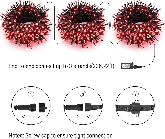 Brizled Red Christmas Lights, 78.74ft 240 LED String Lights, Mini Christmas String Lights Outdoor Connectable, 8 Modes Xmas Light Plug in Waterproof for Indoor Xmas Halloween Tree Party Garden Decor