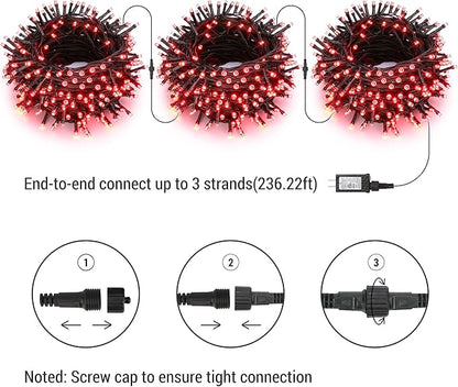 Brizled Red Christmas Lights, 78.74ft 240 LED String Lights, Mini Christmas String Lights Outdoor Connectable, 8 Modes Xmas Light Plug in Waterproof for Indoor Xmas Halloween Tree Party Garden Decor