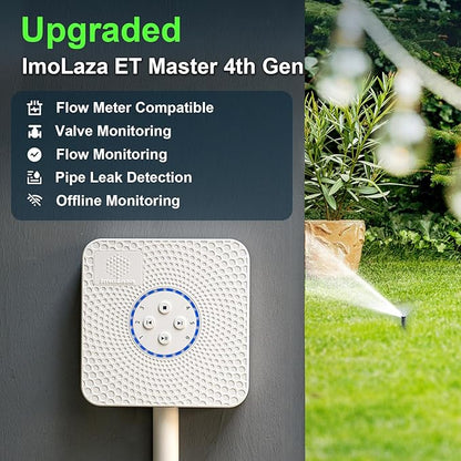 ImoLaza ET Master 4 Gen Smart Sprinkler Controller: Upgraded 6-Zone WiFi Irrigation Controller with Automated Watering, App Control, Smart Weather Skips and Fault Alerts