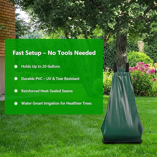 Tree Watering Bags 20 Gallon – 3 Pack Slow Release Drip Irrigation for Trees, PVC Tree Watering Bag for New & Established Trees, Deep Watering in 5–8 Hours, Ideal for Fruit Trees & Young Saplings