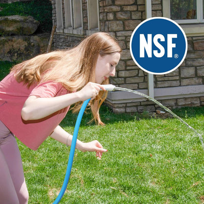 Fevone 75 ft x 5/8" No Kink Garden Hose, 3-Sided Prism Design to Prevent Kinks, Drinking Water Safe, 150 PSI Heavy Duty Water Hose, Flexible Hybrid Polymer with 3/4" Aluminum Fittings