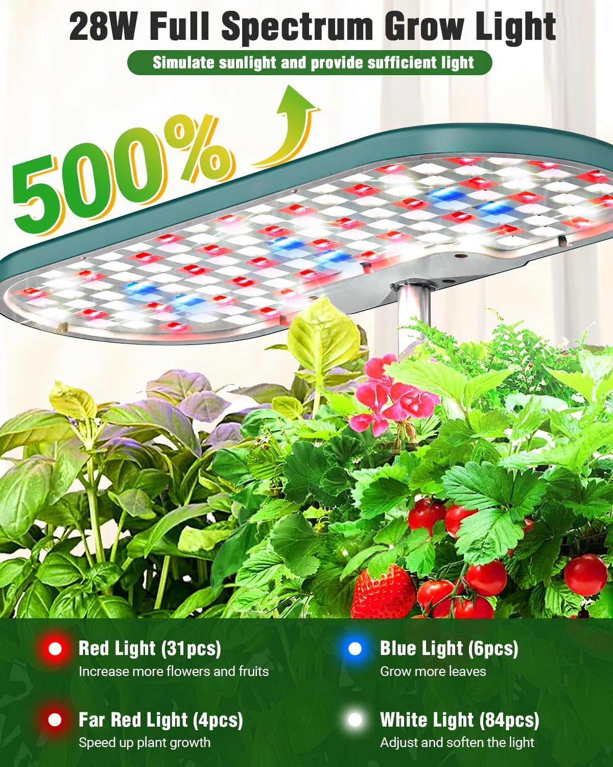 Hydroponics Growing System Kit, 16 Pods Indoor Garden with 28W Full Spectrum LED Grow Light, Auto Timer, 3 Smart Light Modes, 8L Large Herb Garden, Ideal Gardening Gift for Women, Men (Green)