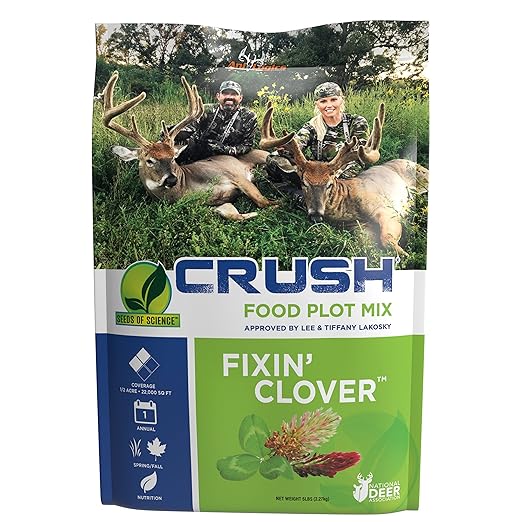 Crush Fixin' Clover Deer Food Plot Seed, Food Plot Seed for Spring or Fall Planting, 4 Highly Palatable Fast Growing Annual Clover Varieties, 5 lbs (1/2 Acre)