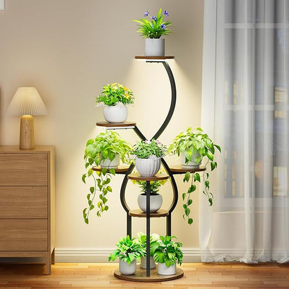 Plant Stand Indoor with Grow Lights, 5 Tiered 48" Tall Plant Shelf Indoor, Metal Indoor Plant Stand for Multiple Plants, Corner Flower Plant Holder Display Rack for Patio, Garden Decor