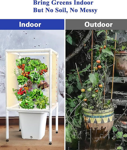 SJZX Hydroponics Growing System, 18 pods Vertical Small hydroponic Tower with LED Grow Light for Indoor Gardening, Classroom Growing Kit, Winter Germination Kits, Beginner-Friendly