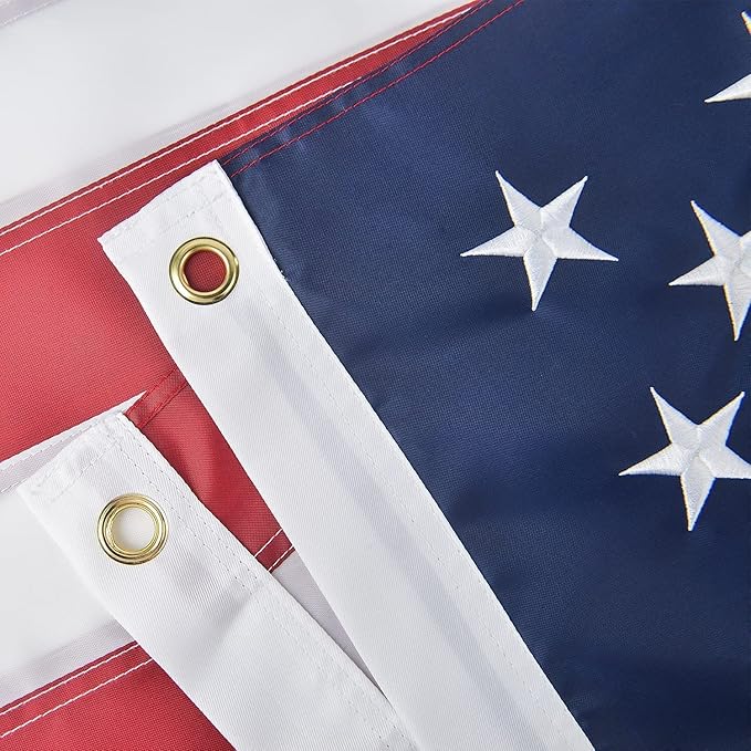 American Flag 10x15 FT, Large US Flag USA High Wind with Embroidered Stars, Sewn Stripes, Brass Grommets, Durable Outdoor Outside