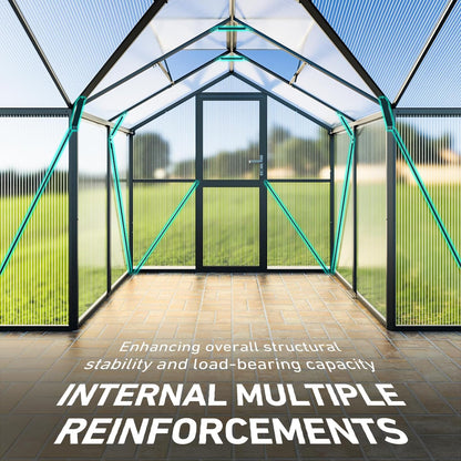 12×12FT Green Houses for Outside, Large Walk-in Greenhouses for Outdoors and Winter Garden Planting, Enhanced Aluminum Greenhouse Kit Withstands Strong Wind to Protect Vegetables or Plants