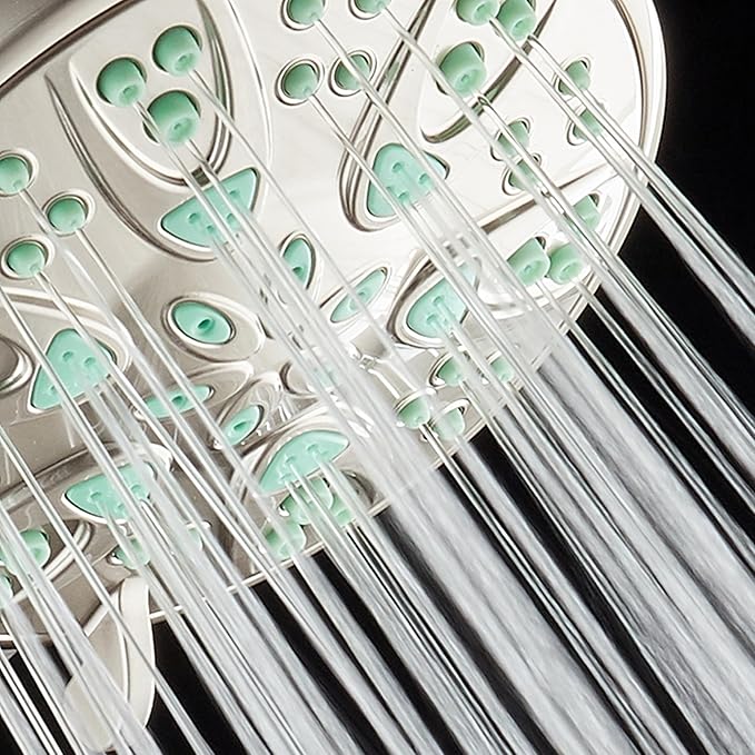 AquaDance Antimicrobial – Anti-Clog High-Pressure 6-Setting Hand Shower with Microban Nozzle Protection from Growth of Mold, Mildew & Bacteria for Stronger Shower! 3 Jet Color Choices – 4" Coral Green