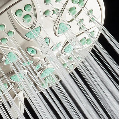 AquaDance Antimicrobial – Anti-Clog High-Pressure 6-Setting Hand Shower with Microban Nozzle Protection from Growth of Mold, Mildew & Bacteria for Stronger Shower! 3 Jet Color Choices – 4" Coral Green