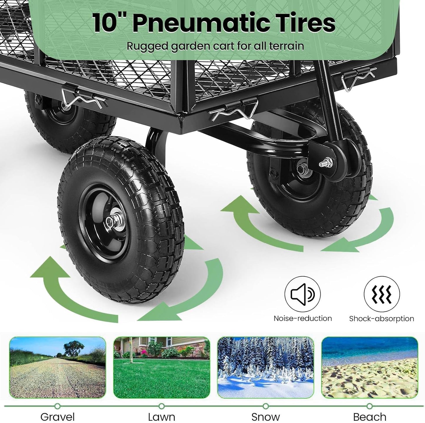 Homdox MAX 880LB Garden Cart, Heavy Duty Garden Wagon, Mesh Foldable Garden Cart, Pullable Gardens Wagon with 180° Rotating Handle, Collapsible Garden Carts for Yard Beach Farm, Black with Bag