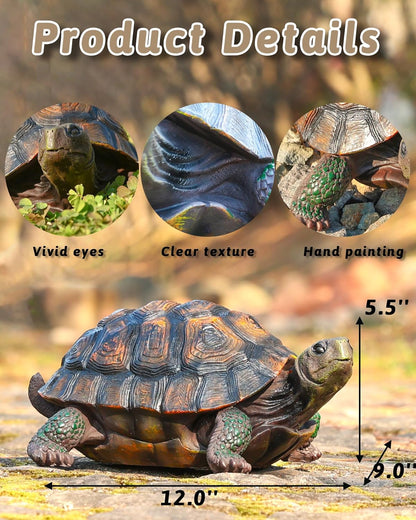 Tortoise Turtle Statue,Resin Garden Sculpture Indoor/Outdoor Yard Lawn Ornament,Home Decor (Large)