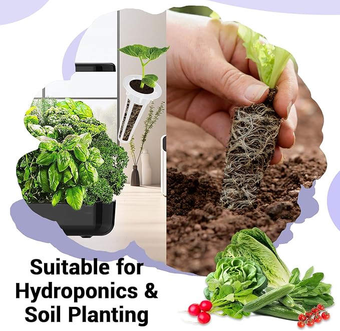 Salad Seed Pod Kit, Grow Anything Kit for All Hydroponics Growing Systems, 14 Pods with 600+ Seeds of Red Cherry Tomato, Butter Head, Romaine, Spinach, Mini Cucumber and Radish
