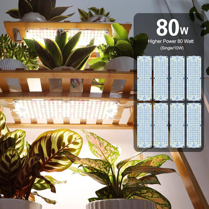8Pack Flat Panel Grow Lights for Indoor Plants, Seed Starting, Vegetables with 4/8/12 Hr Timer, 80W Full Spectrum LED Plant Growing Lamps for Cabinet/Shelves/Greenhouse, Plug-and-Play, Connect Freely