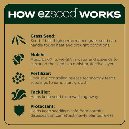 Scotts EZ Seed Patch & Repair Southern Gold Blend for Tall Fescue Lawns, Mulch, Grass Seed and Fertilizer for Bare Spots and Repair, Bred for The South, 10 lbs.