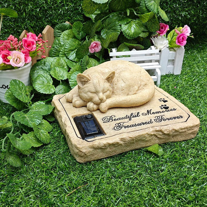 Solar Light Cat Memorial Stone, Cat Grave Markers, Cat Headstone, Cat Memorial Plague, Cat Loss Gift Garden Decor