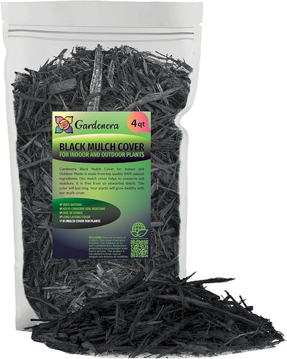 Gardenera Black Mulch - Retain Moisture and Promote Healthy Root Growth in Your Landscape - 4 QUARTS