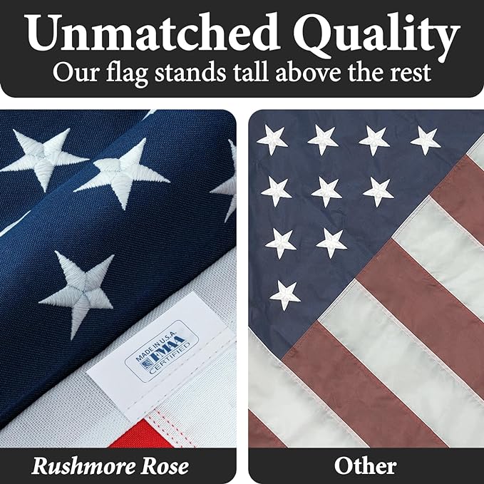 American Flags for Outside 3x5 (Pack of 3) Made in USA - USA Flag, Outdoor Heavy Duty American US Flag with Embroidered Stars and Sewn Stripes American Flags for High Wind- All Weather Flags