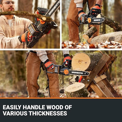 Worx Nitro 20V 12" Cordless Brushless Chainsaw 4.0 Ah Battery and Charger Included WG350