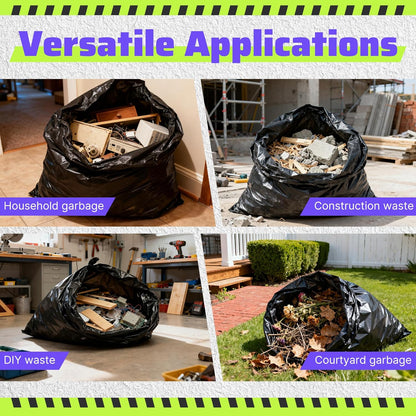 55-60 Gallon Trash Bags 40 Count, 2 Mil Heavy Duty Trash Bags, Durable & Tear-Resistant Trash Can Liners, Large Black Garbage Bags for Household Waste, Kitchen Waste, Yard Trash & Packing Leaves