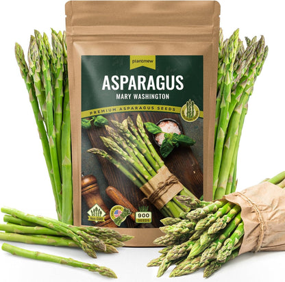 Mary Washington Asparagus Seeds - 900 Seeds, Non-GMO Heirloom Organic Seeds with Planting Instructions for Outdoor Home Gardens