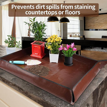 39.5" X 31.5" Large Repotting Mat for Indoor Plants Transplanting and Dirt Control - Portable Potting Tray for Plant Lovers Gardening Gifts for Women Men