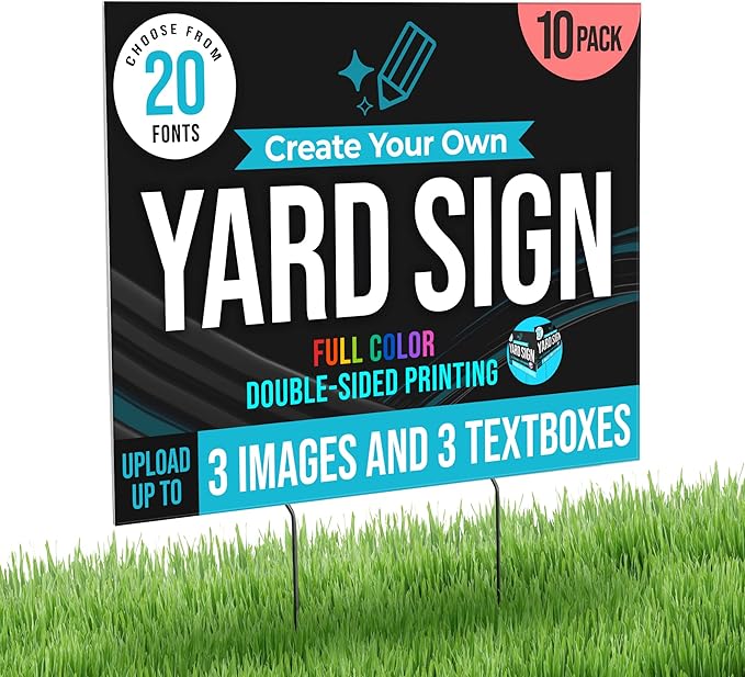 24x18" Double Sided Custom Yard Sign with Metal Stakes, Personalized Full Color Corrugated Yard Sign for Outdoors, Front and Back Custom Printed Personalized Lawn Signs (Design 7)