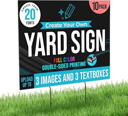 24x18" Double Sided Custom Yard Sign with Metal Stakes, Personalized Full Color Corrugated Yard Sign for Outdoors, Front and Back Custom Printed Personalized Lawn Signs (Design 7)