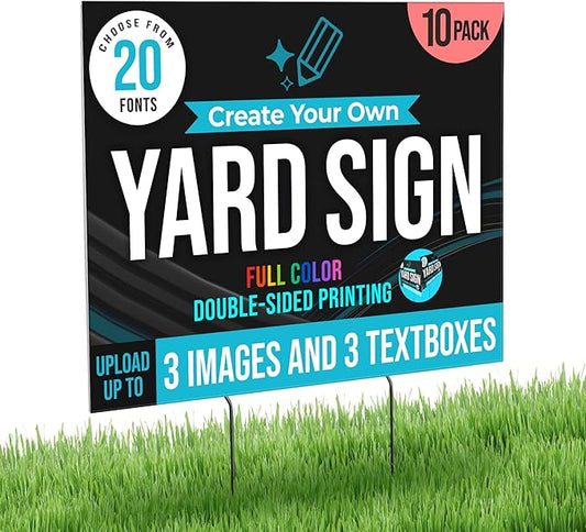 24x18" Double Sided Custom Yard Sign with Metal Stakes, Personalized Full Color Corrugated Yard Sign for Outdoors, Front and Back Custom Printed Personalized Lawn Signs (Design 7)