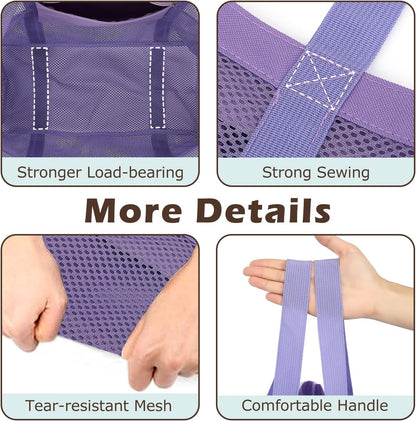 Mesh Beach Bag, Large Beach Tote with Zipper Pocket for Family Pool Bag for Toys & Vacation Essentials