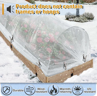 Alphatool Greenhouse Cover Plastic Sheeting - 10 x 30 ft Plant Covers Freeze Protection, Frost Cloths for Outdoor Plants, Clear Floating Row Cover for Outdoors Garden Plants Vegetables Crops