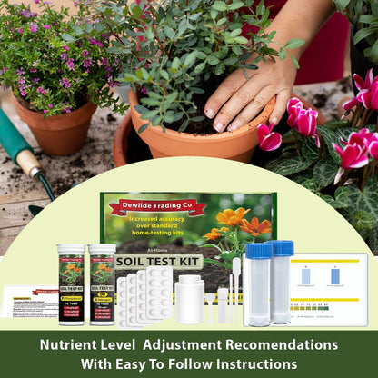 Premium Soil Test Kit: 40 Complete Tests for Lawns, Gardens, and Vegetables. Tests for Ammonia Nitrogen, pH, Phosphorus, and Potassium.