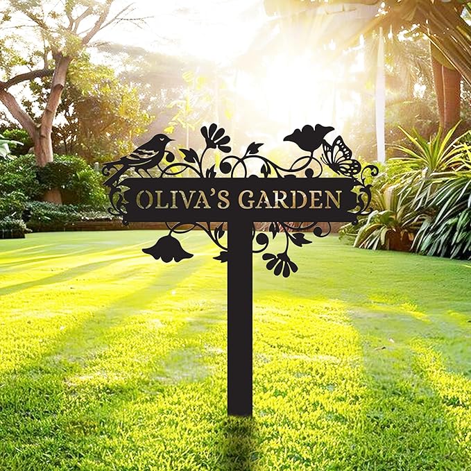 Metal Signs Customized | Personalized Garden Stake Metal Sign | Custom Metal Garden Sign | Personalized Garden Name Sign | Custom Sign Outdoor Metal | Gardening Decor Gifts for Gardeners